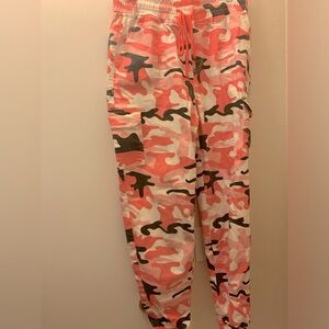 Peach/Orange, Black & White Camo Cargo Pants